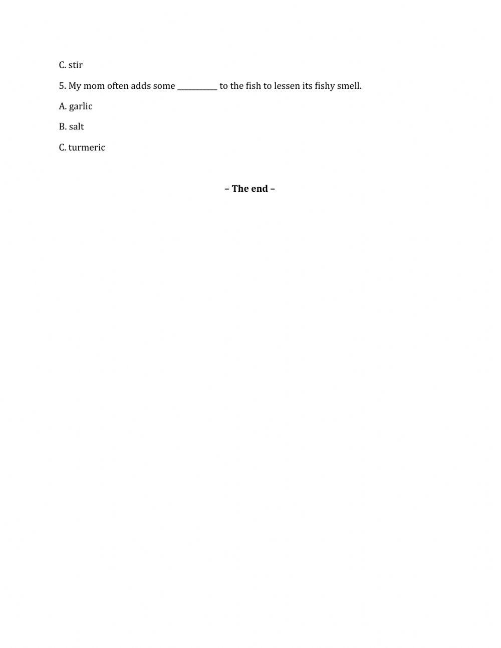 Lớp 7 - Kiểm tra 45 phút số 2 (Unit 4, 5)