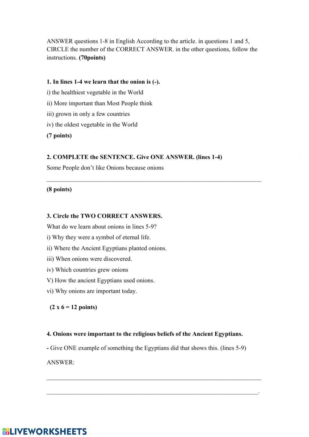 Reading comprehension