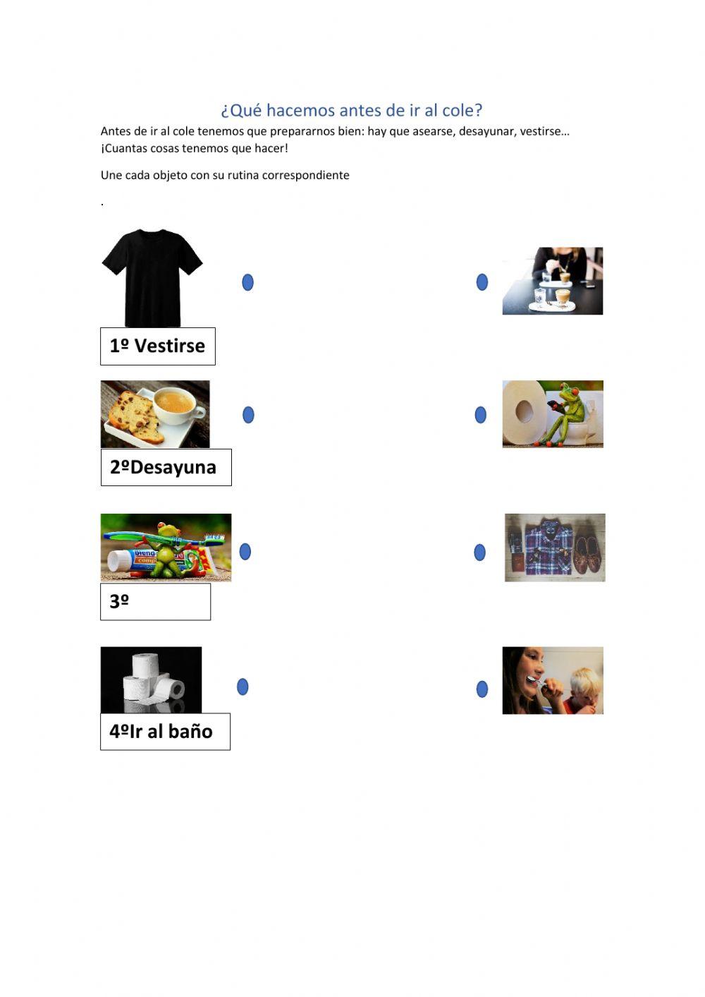 Pruebas para ejercicio unir con flechas