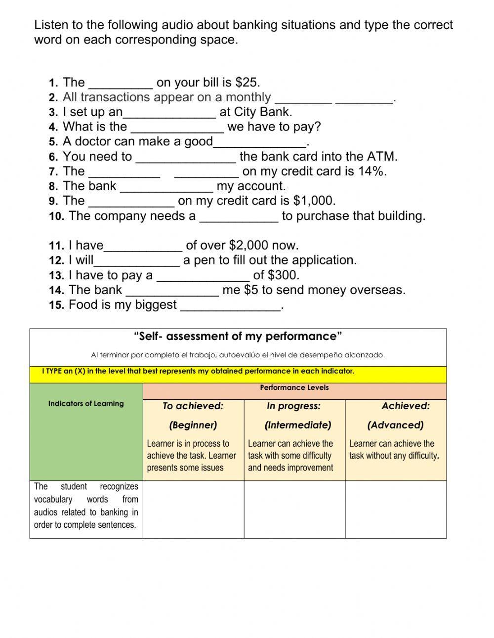 Banking vocabulary toeic