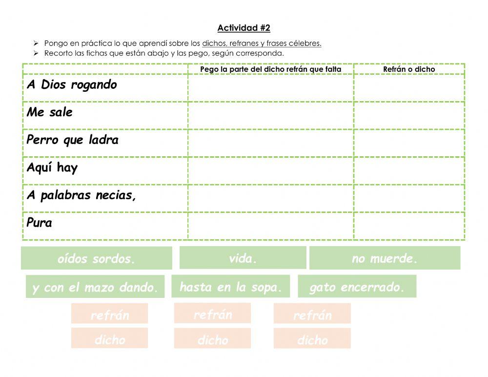 Ficha refranes, dichos y frases célebres