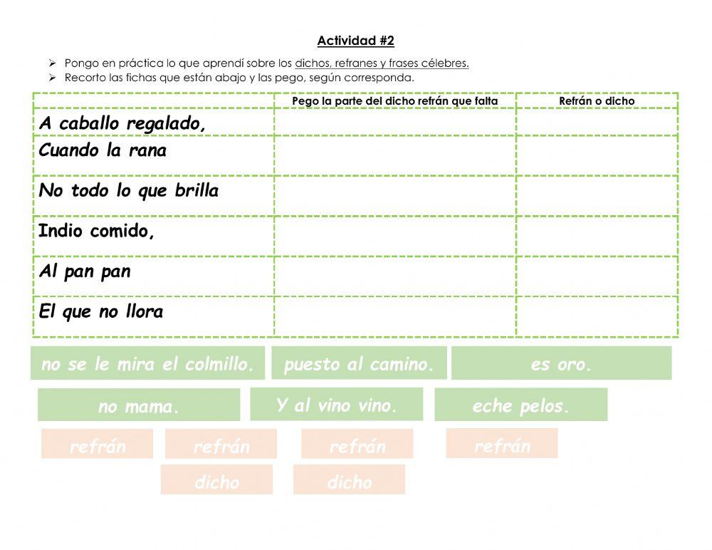 Ficha refranes, dichos y frases célebres