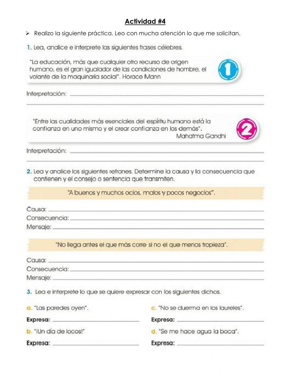 Ficha refranes, dichos y frases célebres