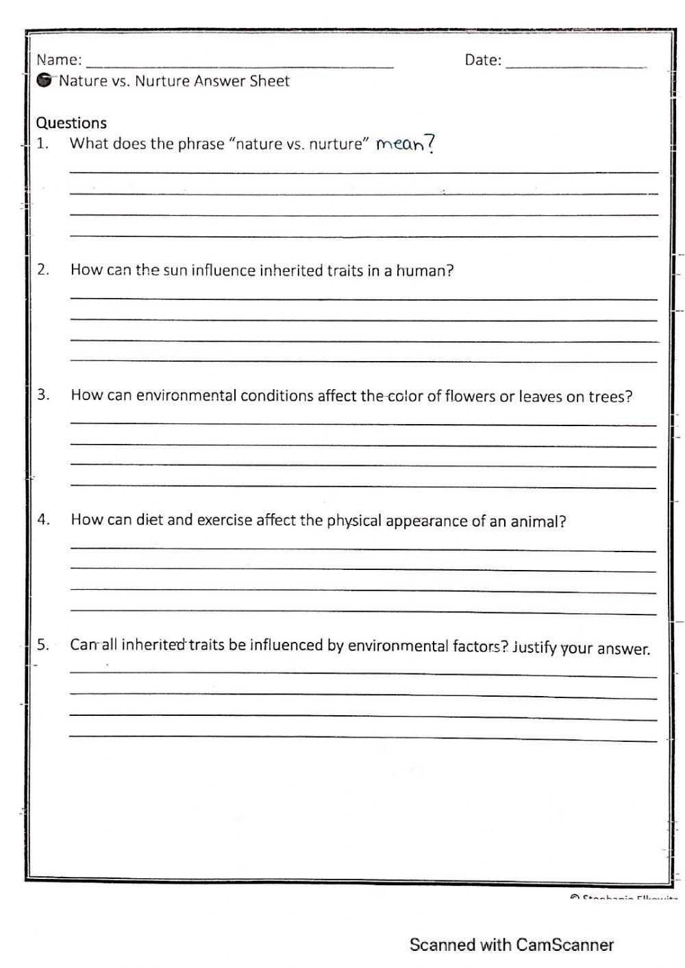 Nature v. Nurture worksheet | Live Worksheets nature-v-nurture-worksheet-live-worksheets