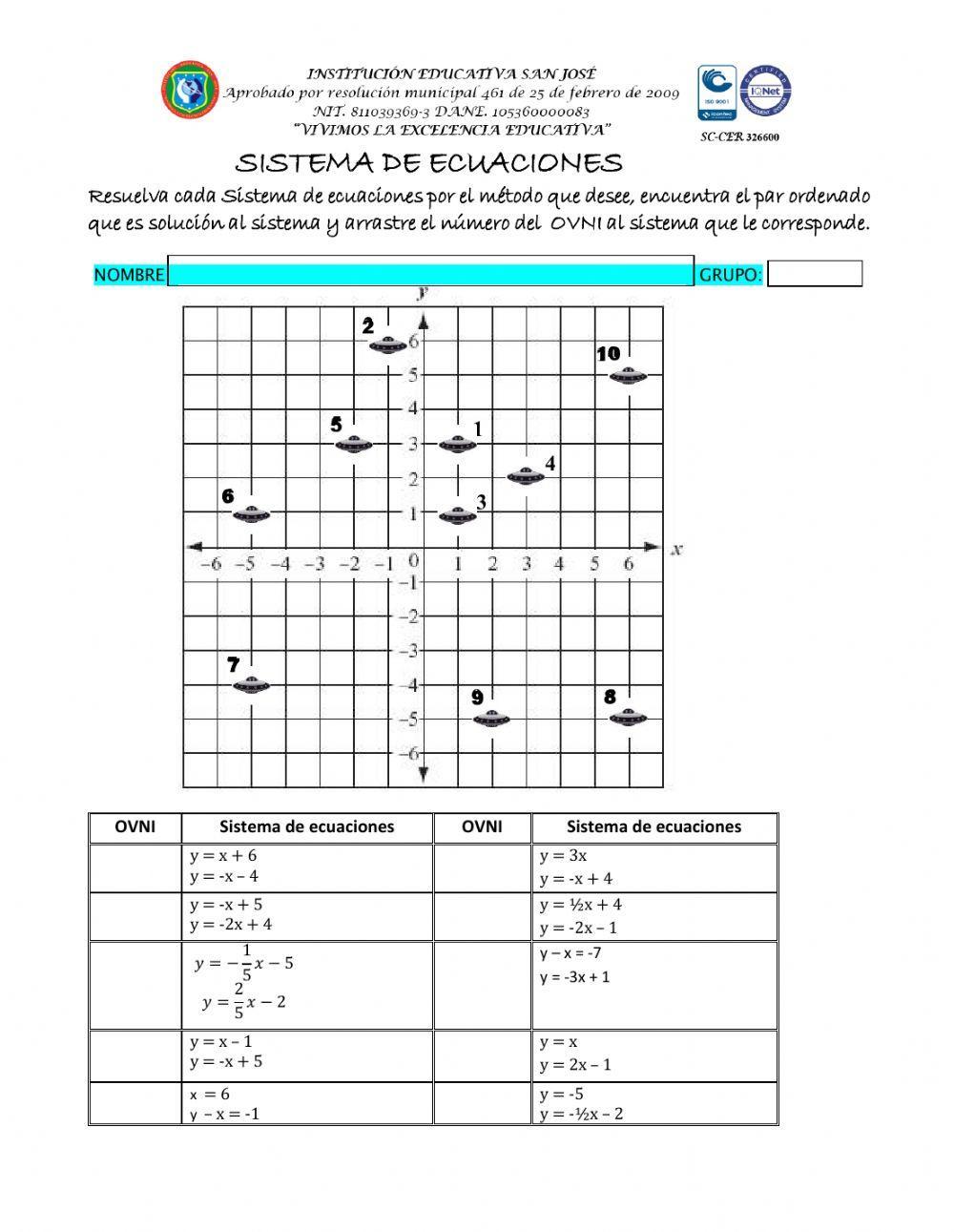 Laberinto espacial sistema de ecuaciones