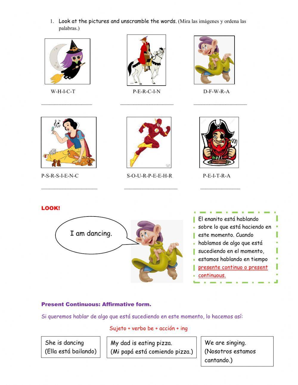 Present Continuous: Affirmative form