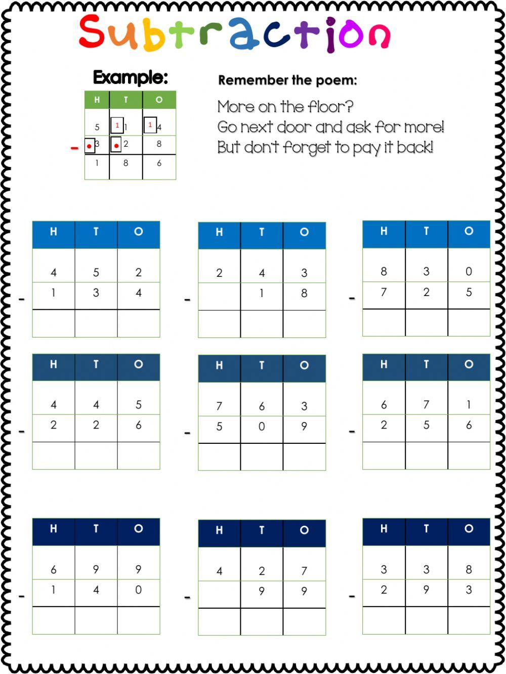 Subtraction with regrouping