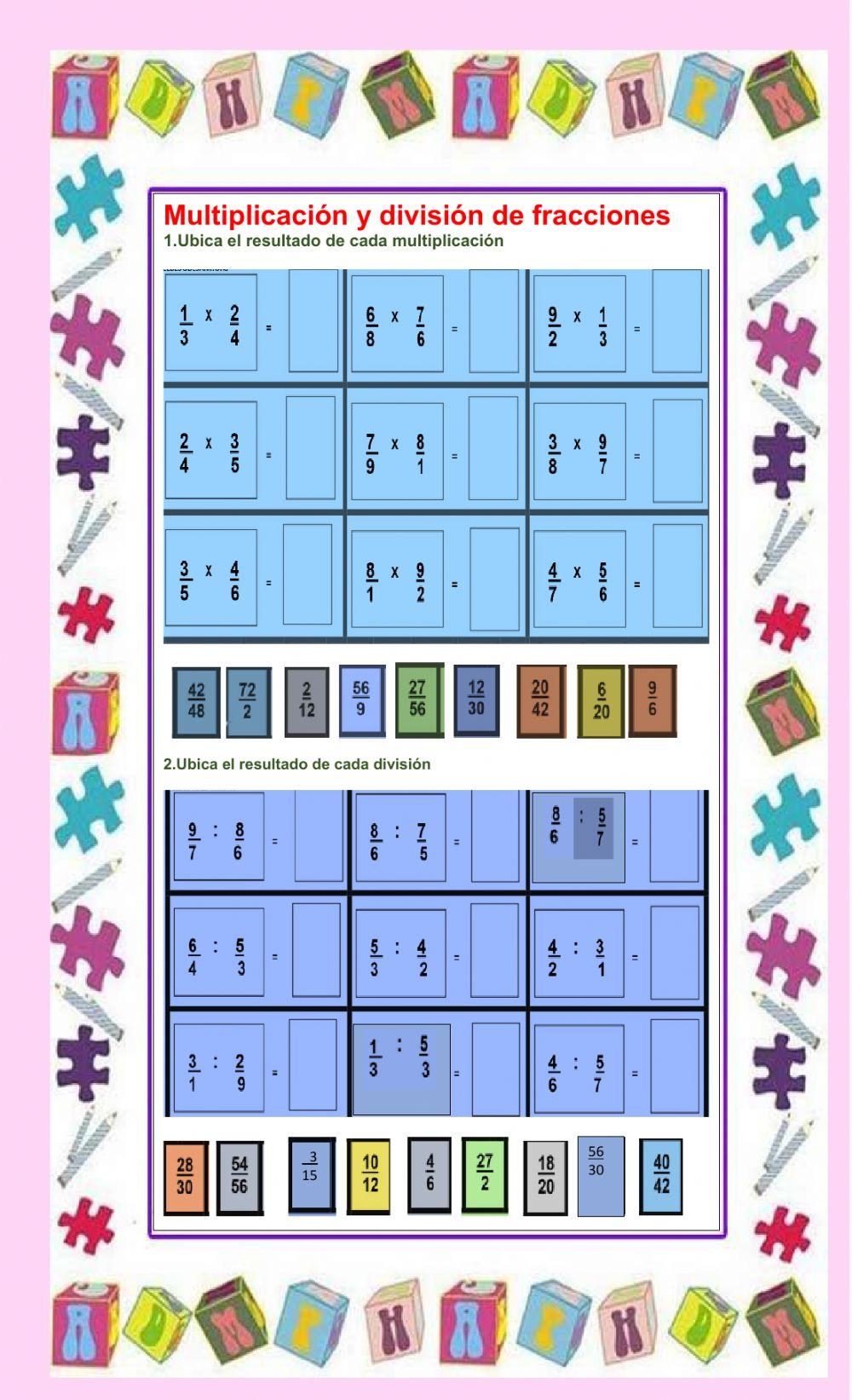 Multiplicación y división de fracciones