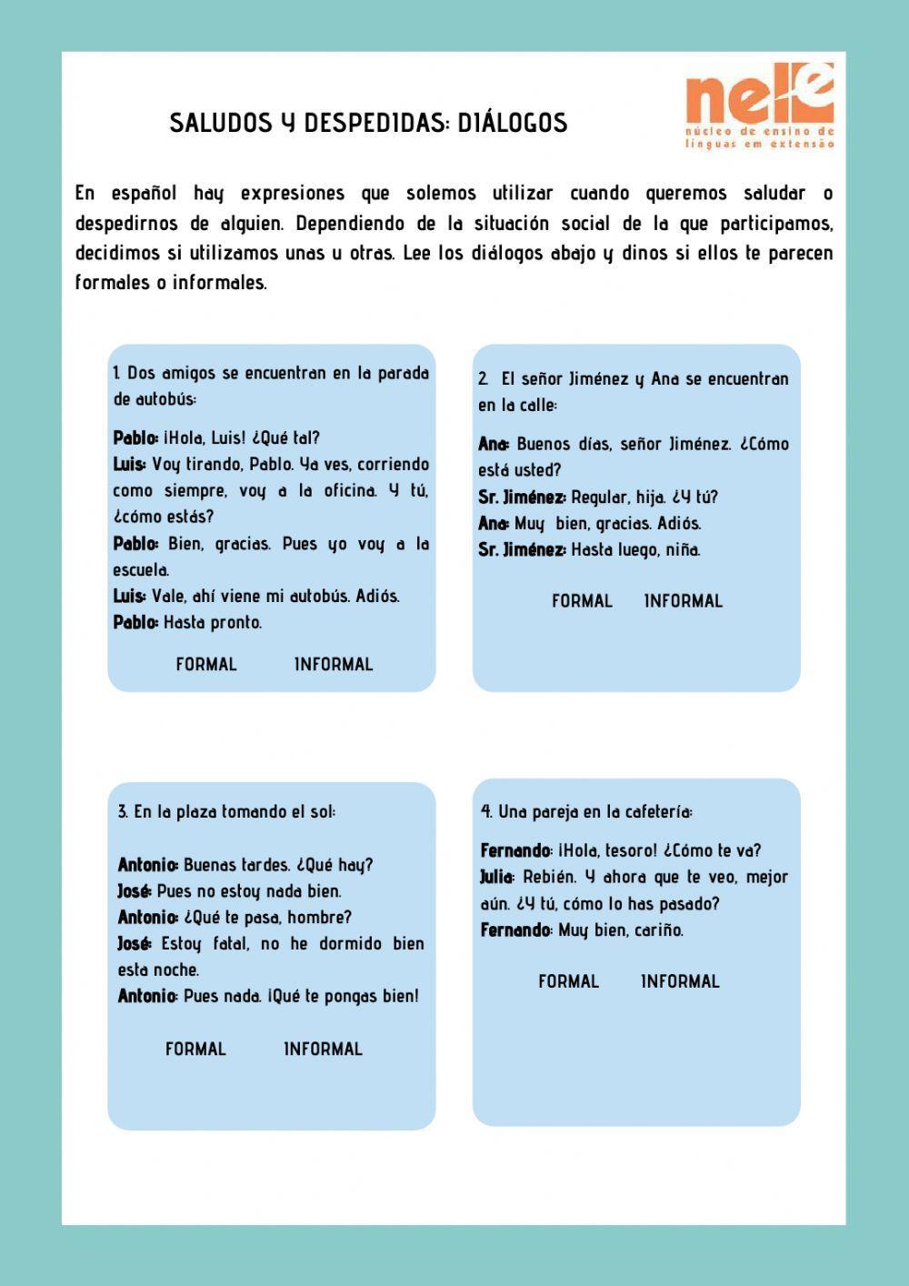 Saludos y despe Free Interactive Worksheets 315561