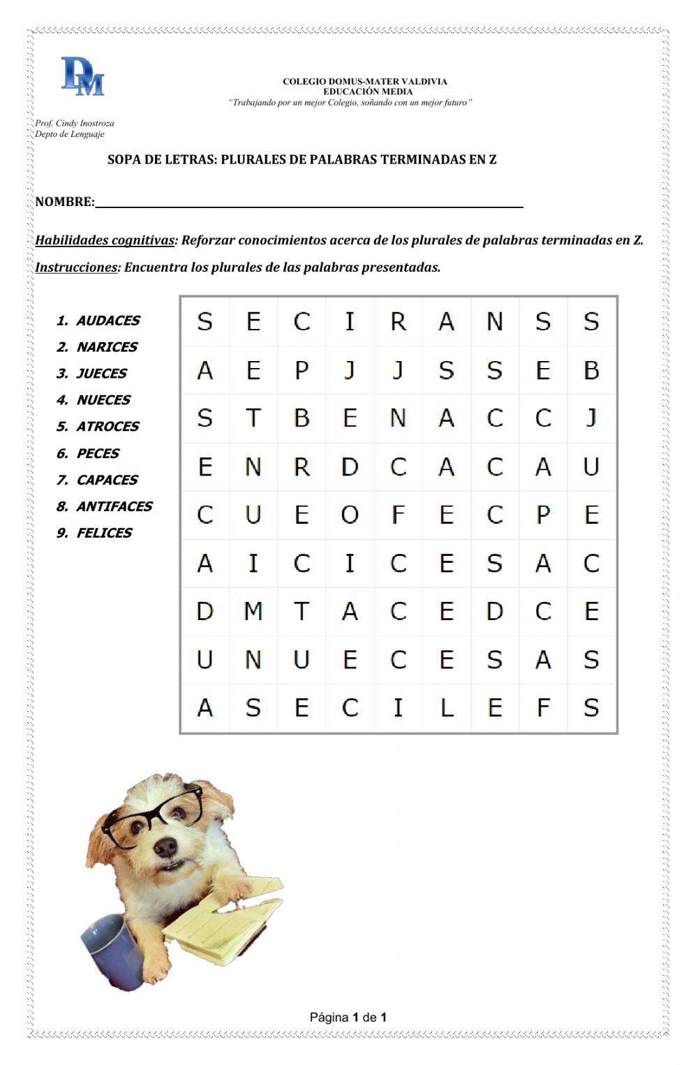 Plurales de palabras terminadas en Z