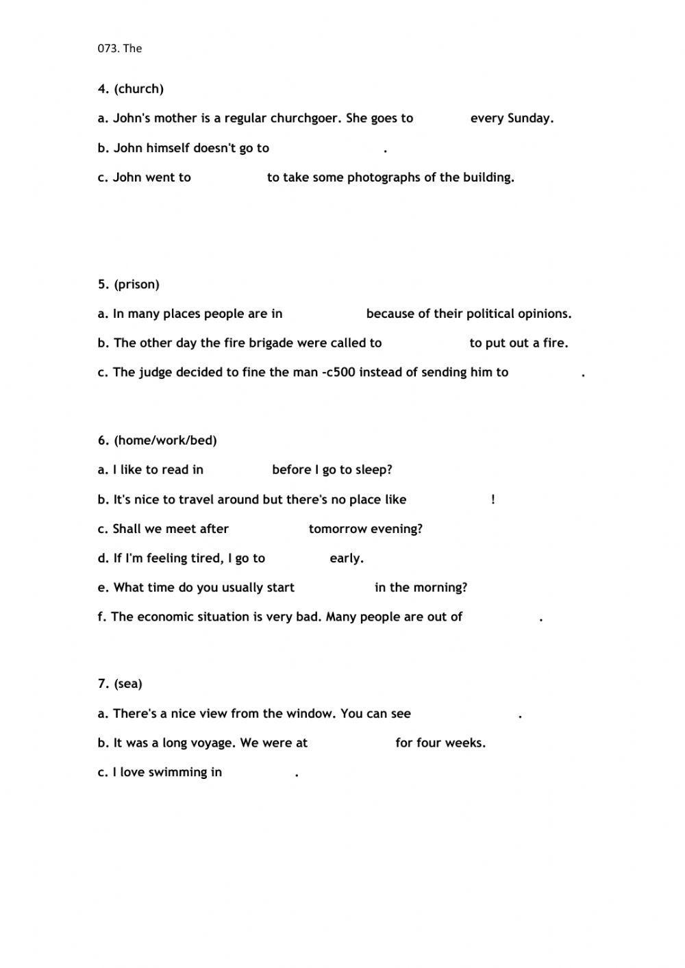 Definite Article and No article