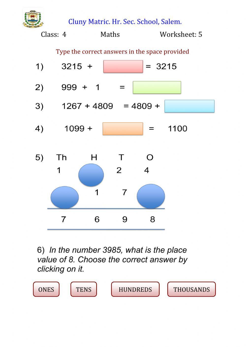 420717 | Class 4 Maths 5 | Cluny School | LiveWorksheets