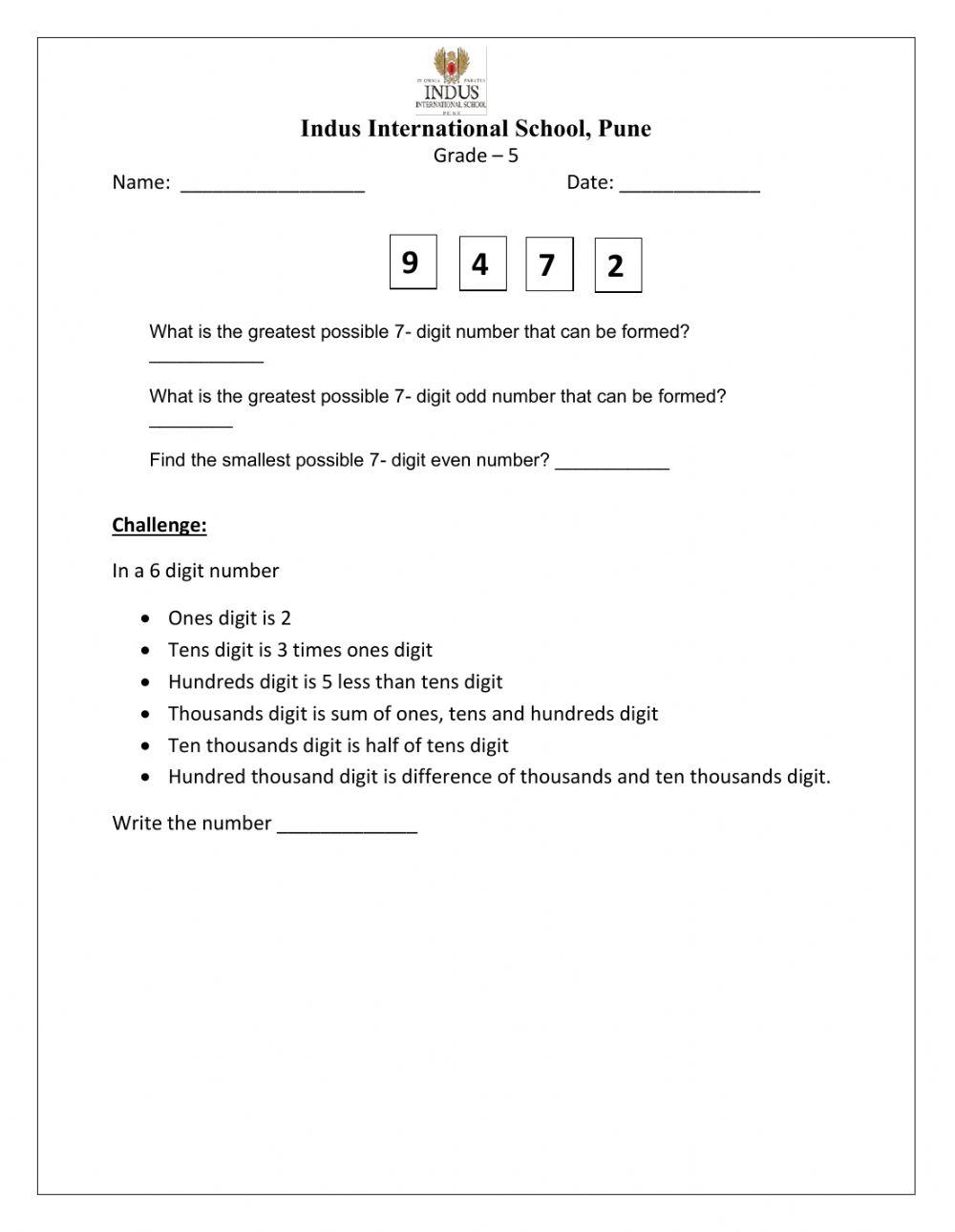 G5- Place value online exercise for | Live Worksheets