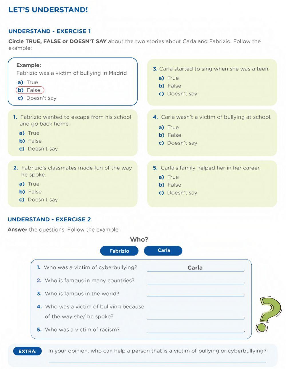 What is bullying? W-8 (A2)