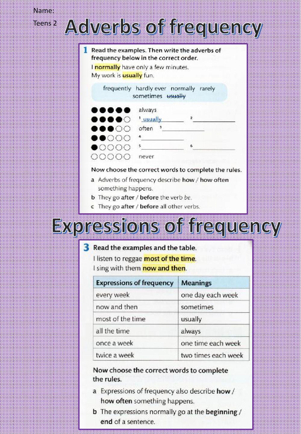Adverbs and expressions of frequency