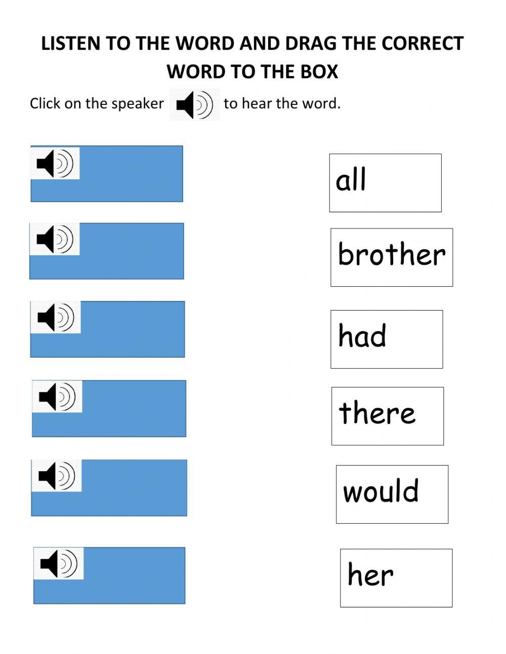 Listen and Match Words 3