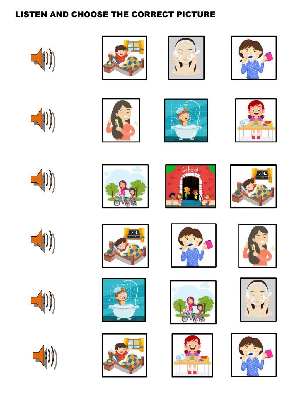 Listening Daily Routines Liveworksheets