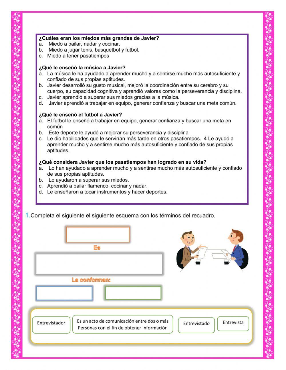 Bimestral de español cuarto