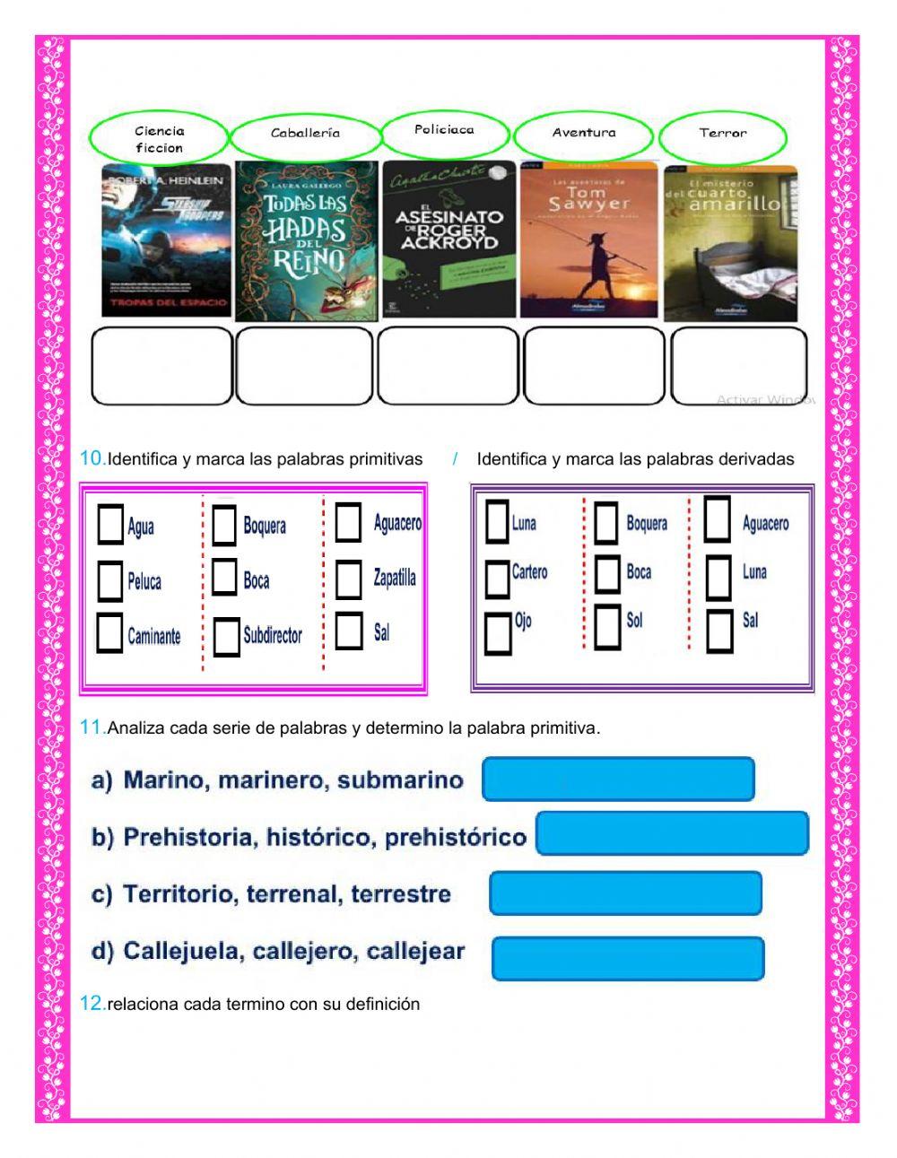 Bimestral de español cuarto