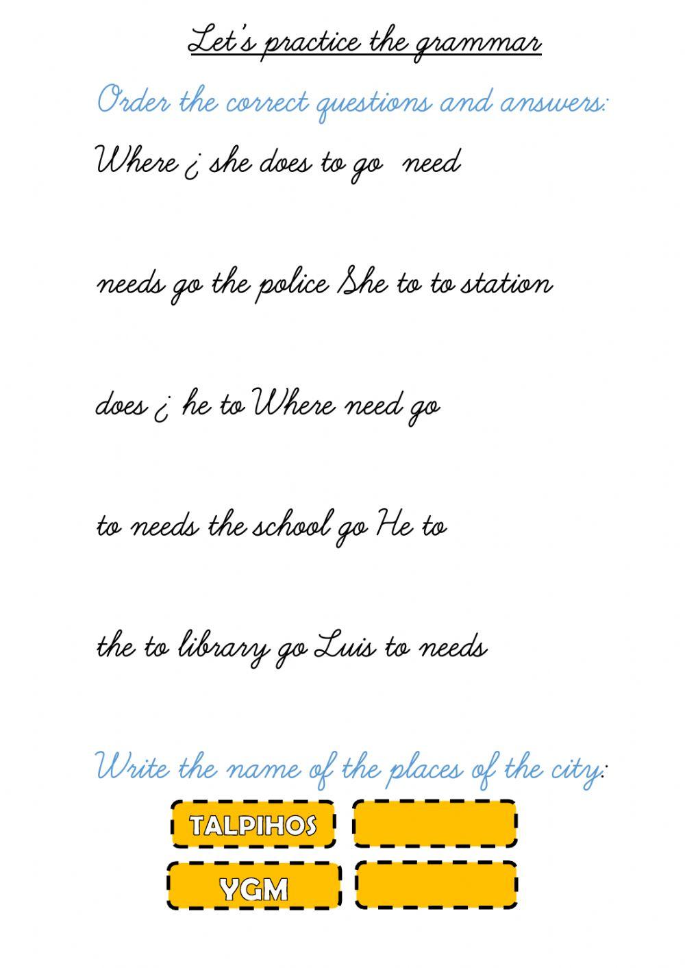 Test- Places in the city