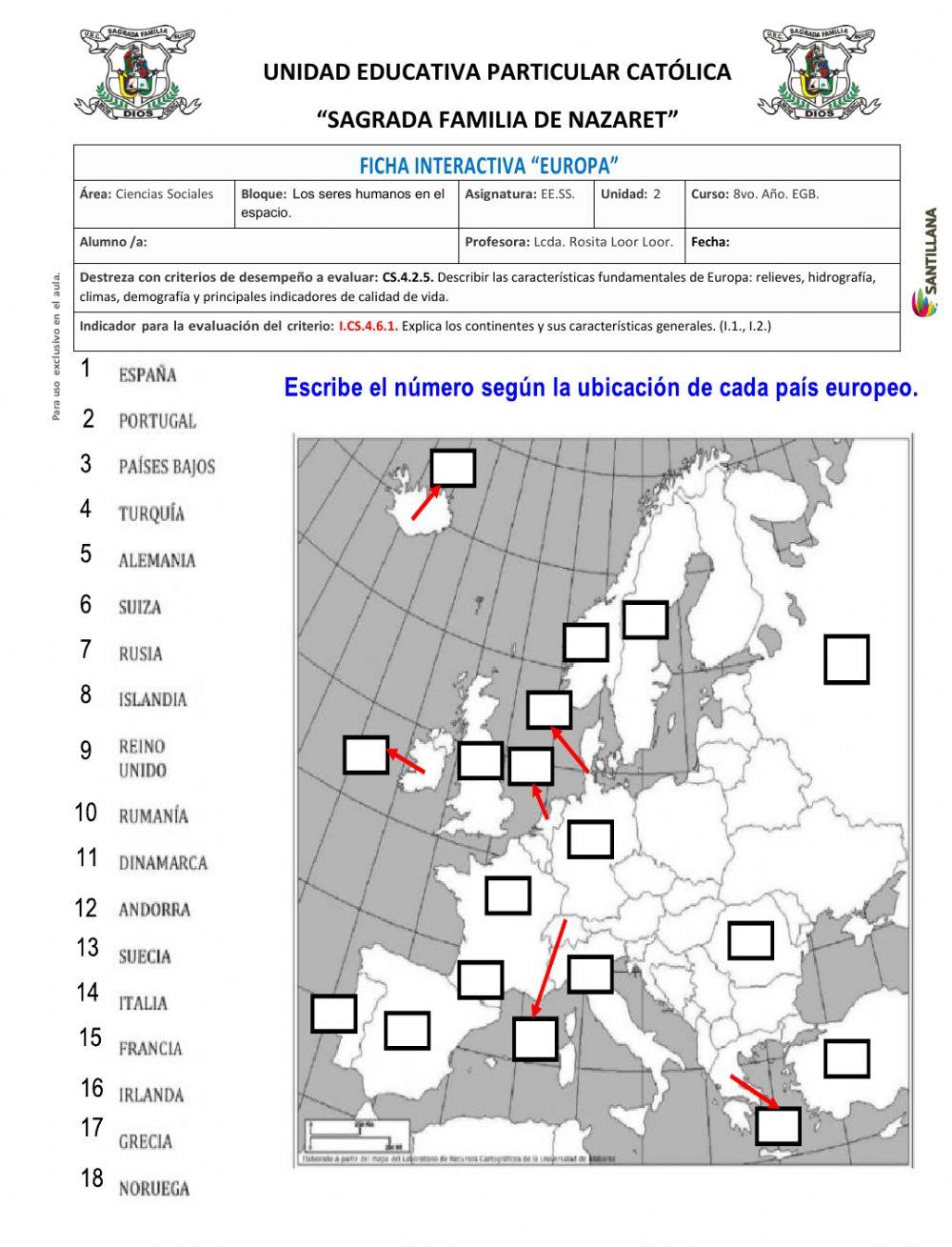 Ficha interactiva Europa