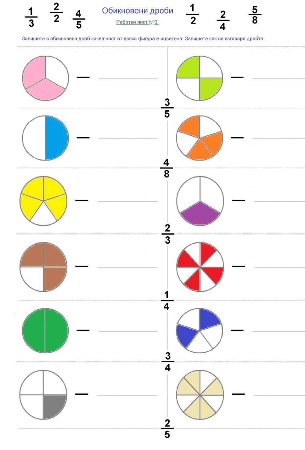 Обикновени дроби - разпознаване и назоваване