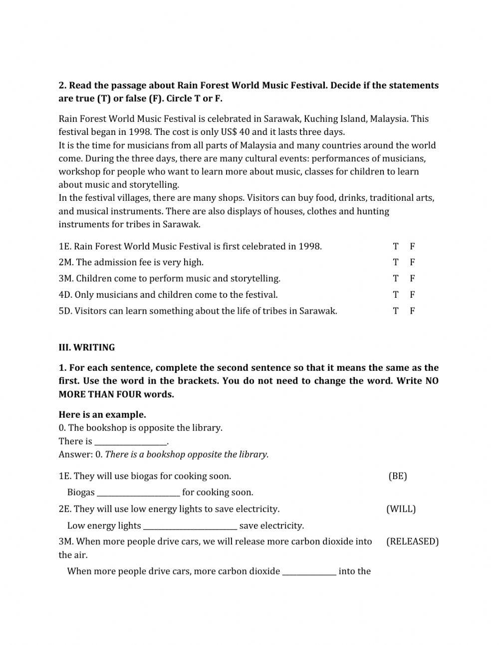 Lớp 7 - Kiểm tra 45 phút số 4 (Unit 9, 10)