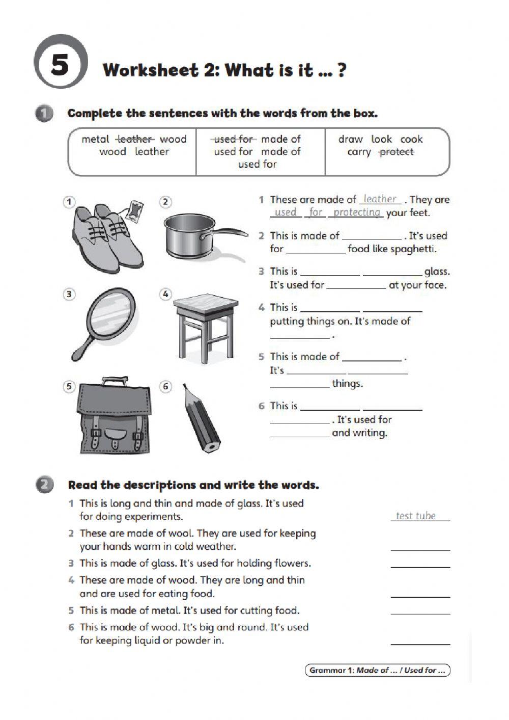 Worksheets unit 5