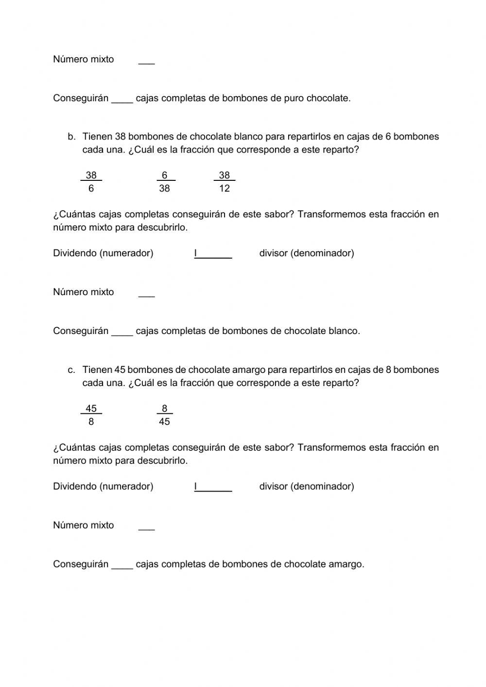 Situaciones de reparto con fracciones