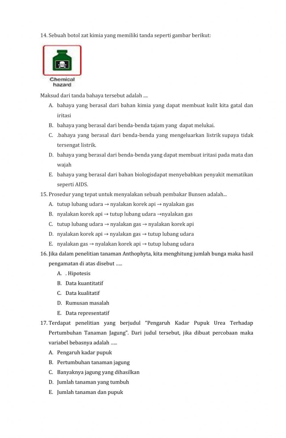 Soal ulangan Hakikat Fisika