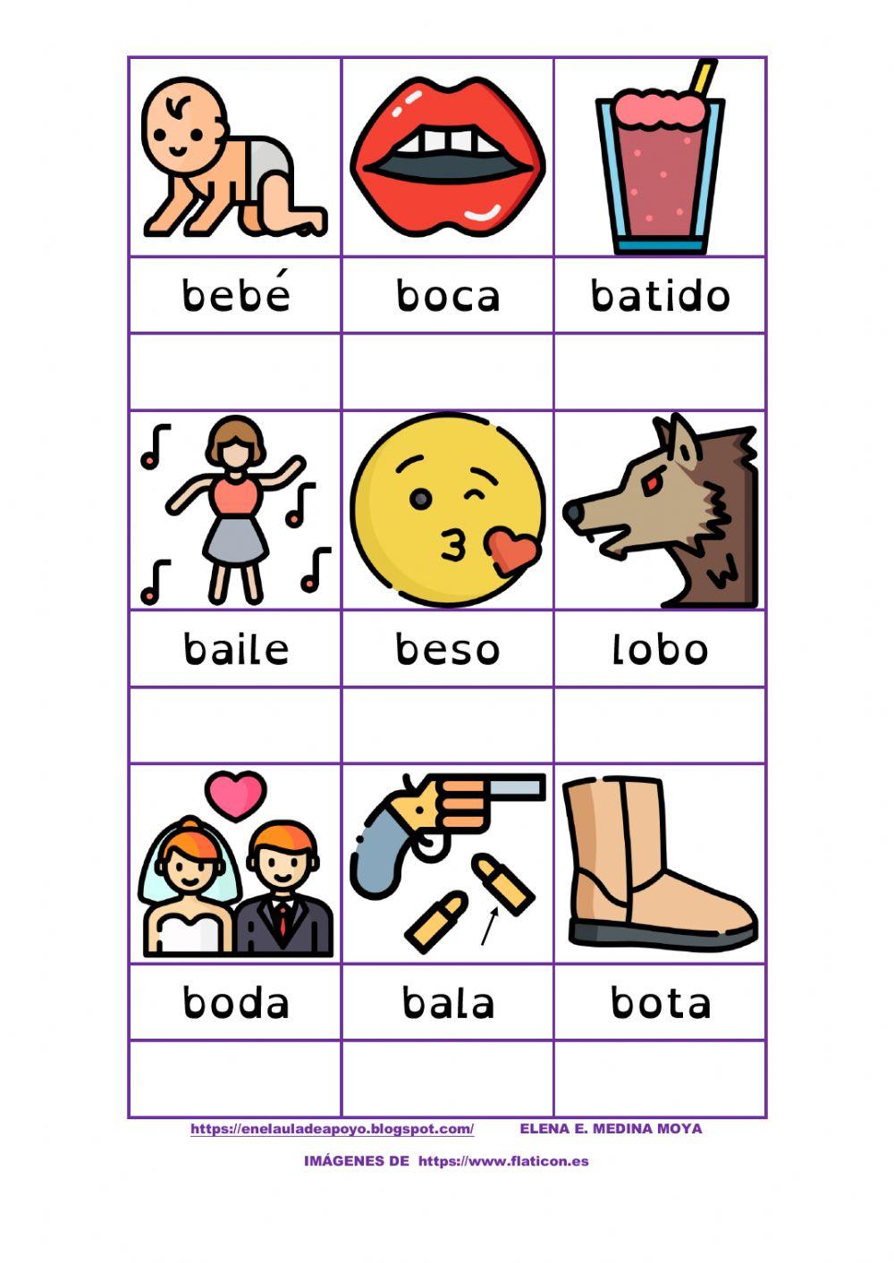 Palabras con b Palabras con b