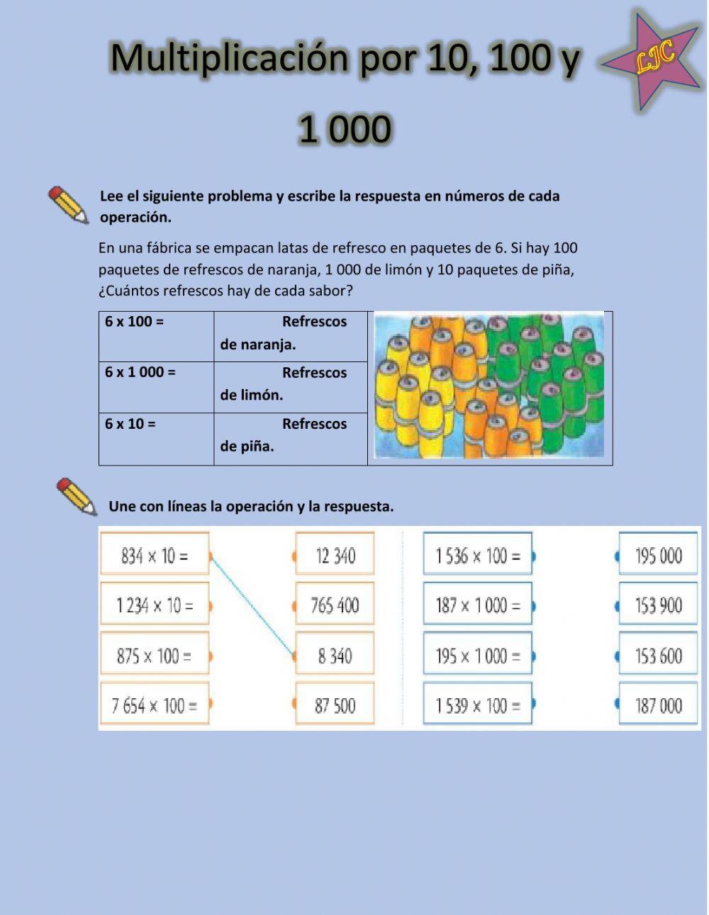 Multiplicaciones por 10, 100 y 1 000