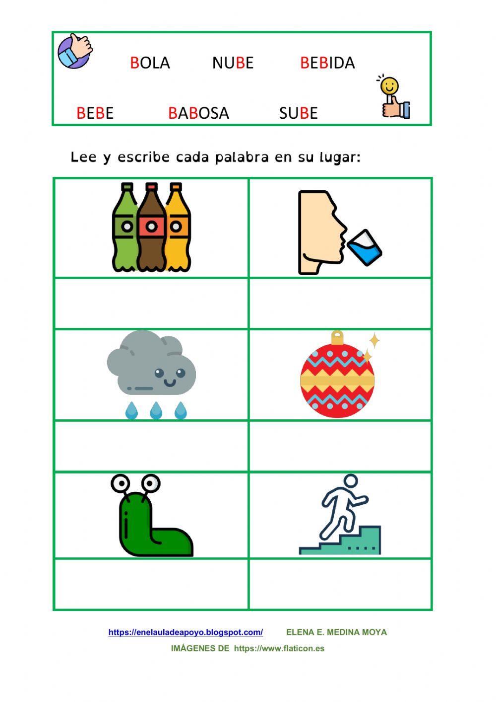 Palabras con b Palabras con b