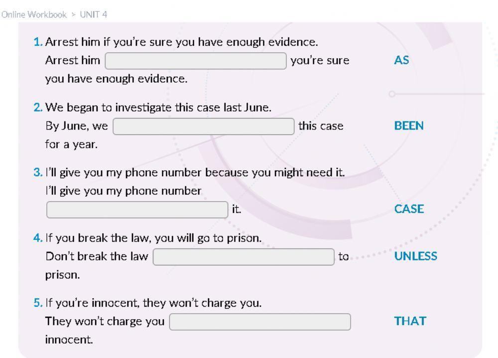 Use of English - sentence transformation