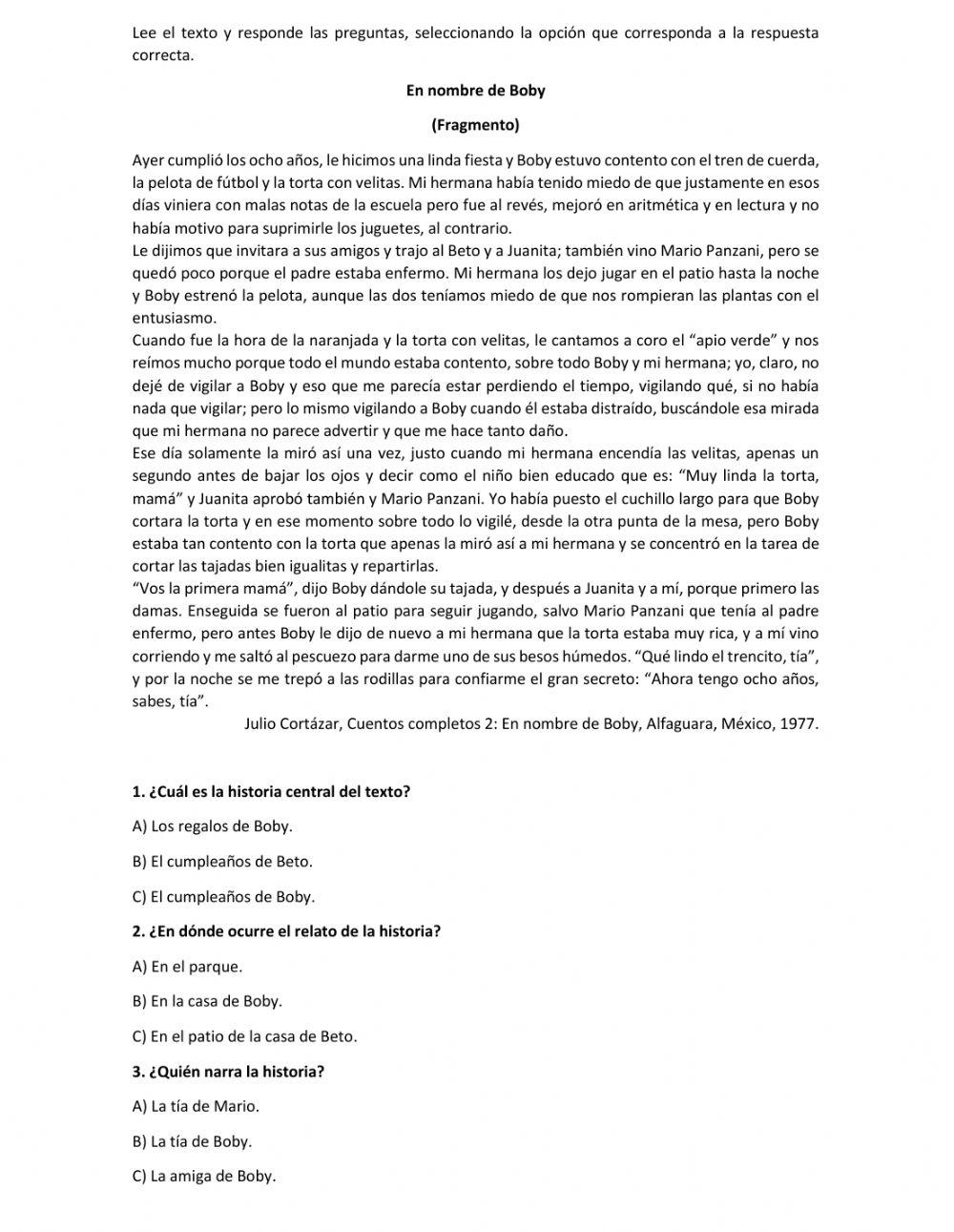 LECTURA y COMPRENSIÓN