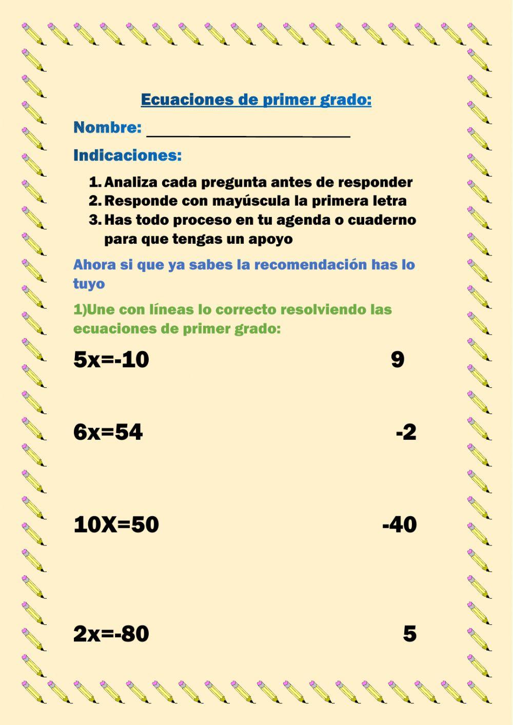 Ecuaciones de primer grado