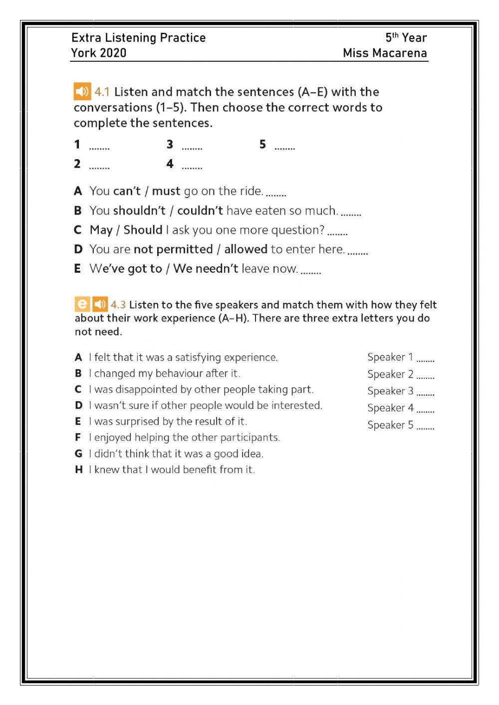 Listening practice 5th year