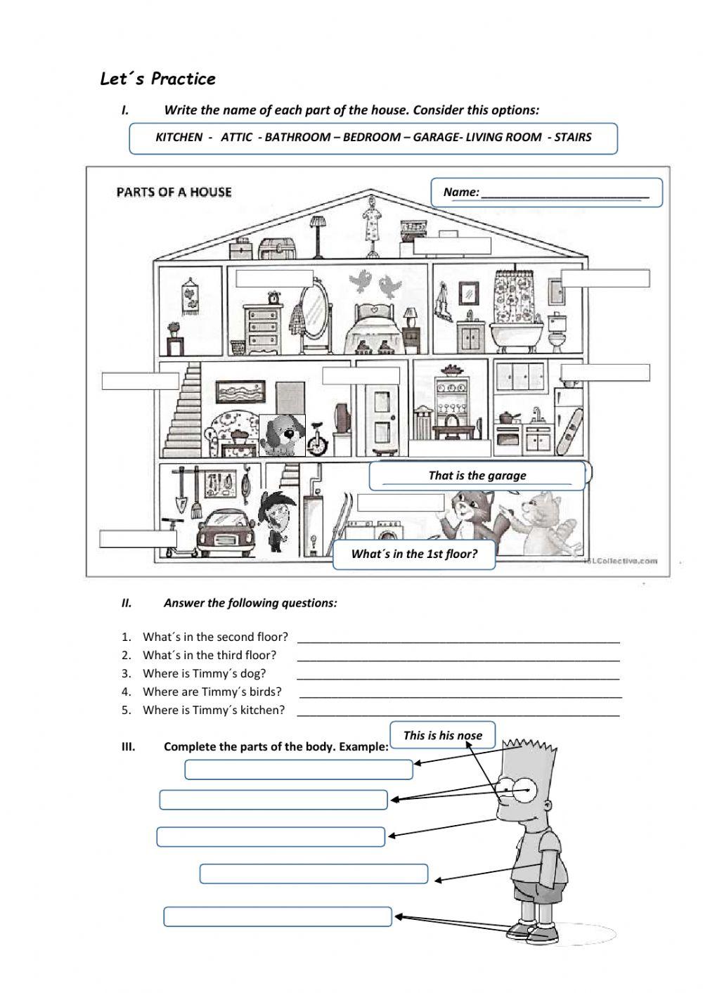 Parts of the house, pets, ordinal numbers
