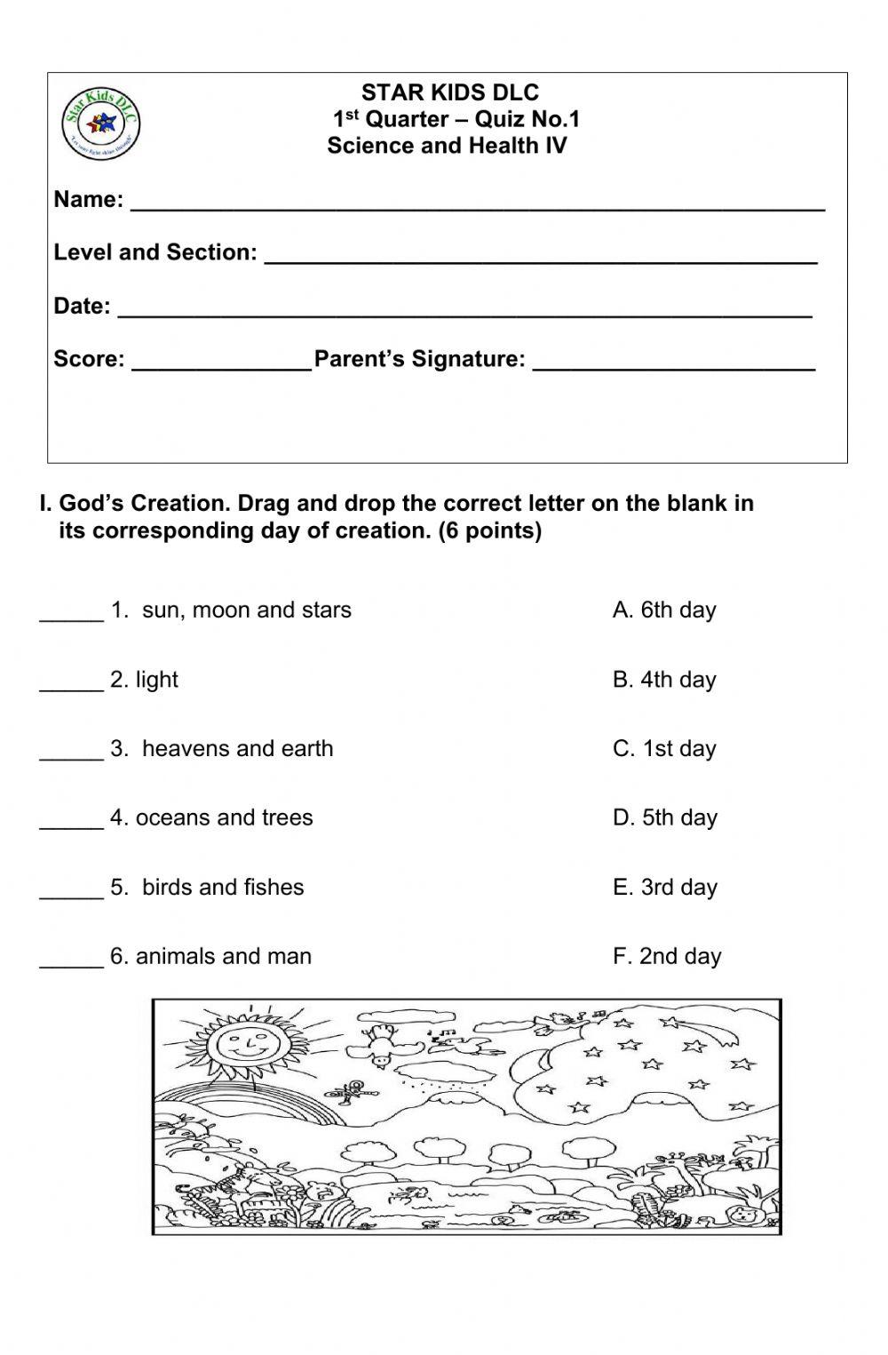 1st. Qtr. Quiz No. 1 Science - Grade 4