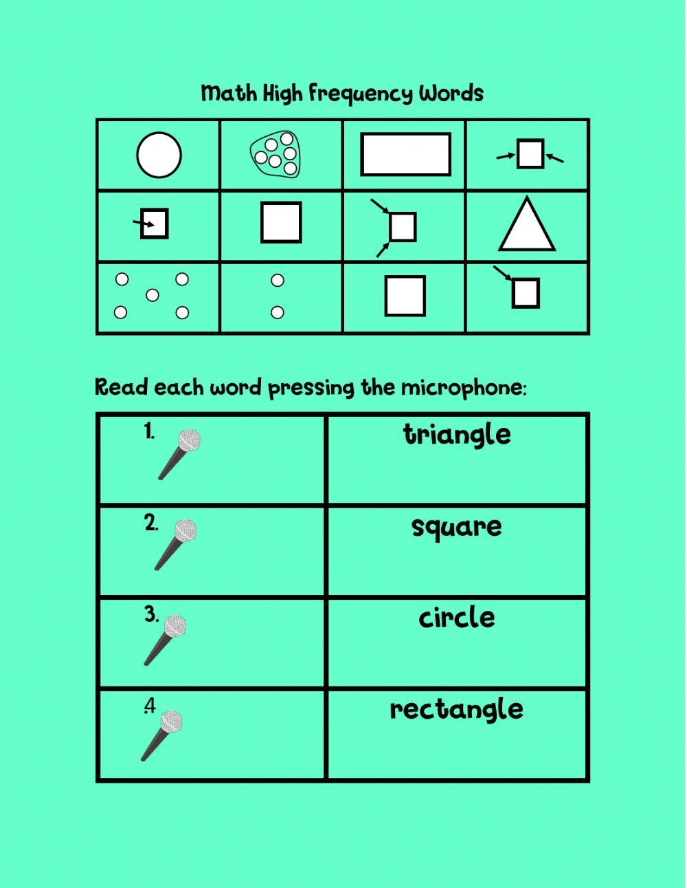 Math Vocabulary activity Live Worksheets