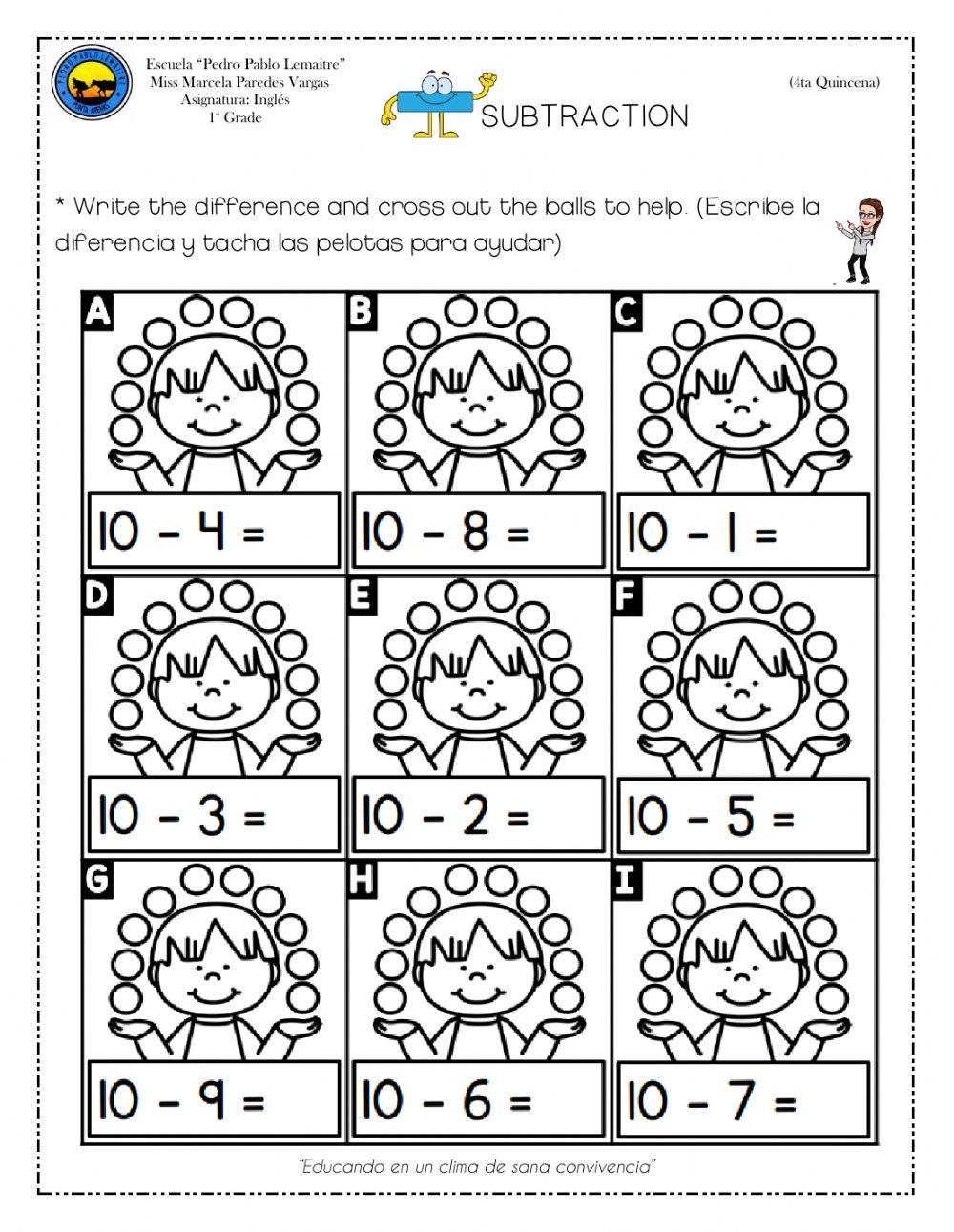 1st Grade Additions and subtractions worksheet Live Worksheets
