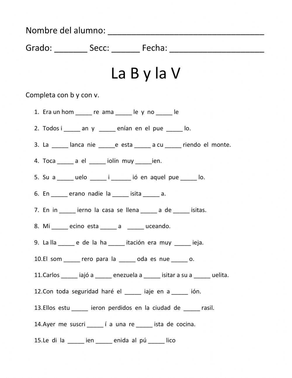 El uso de la B y la V.