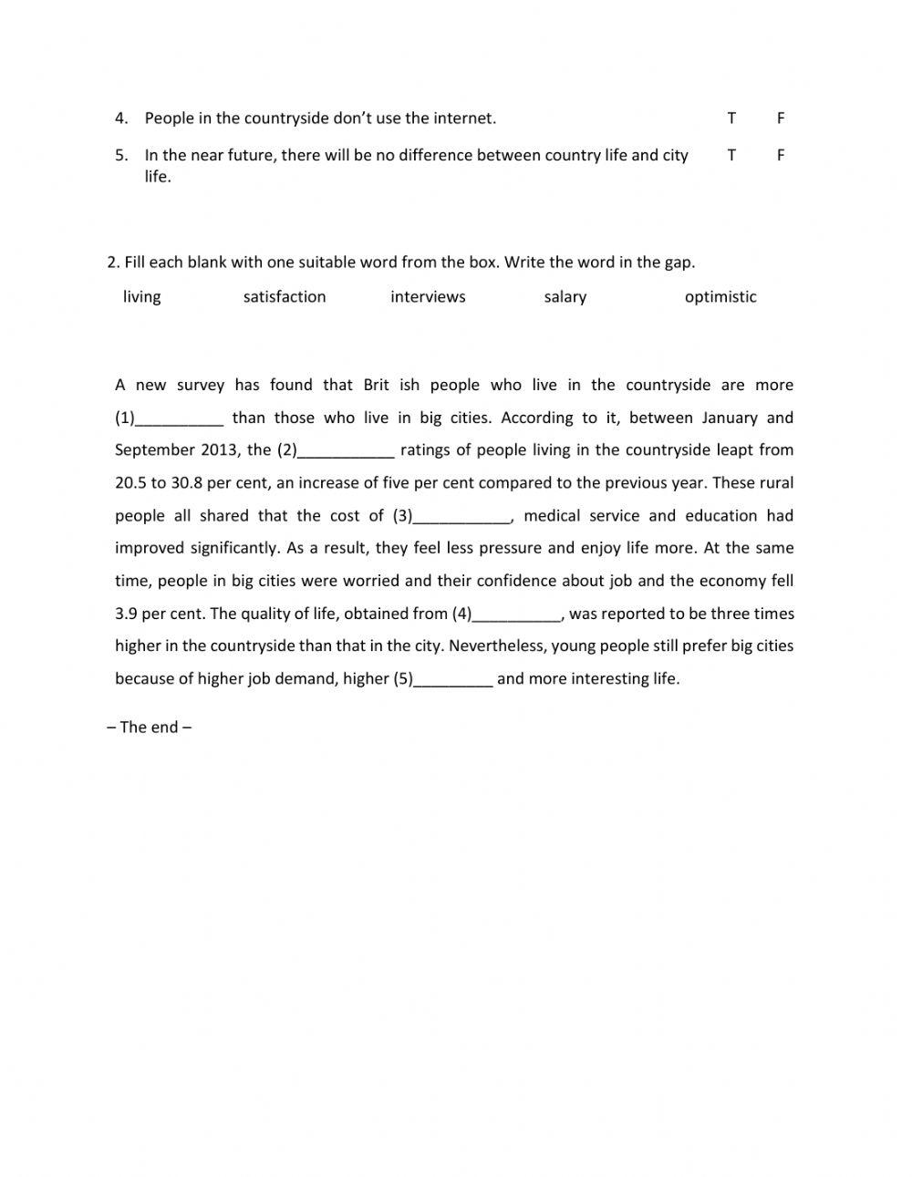 Lớp 8 - Unit 2 LIFE IN THE COUNTRYSIDE - READING