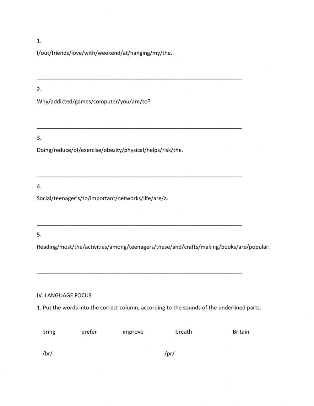 Lớp 8 - Kiểm tra 45 phút số 1 (Unit 1, 2)