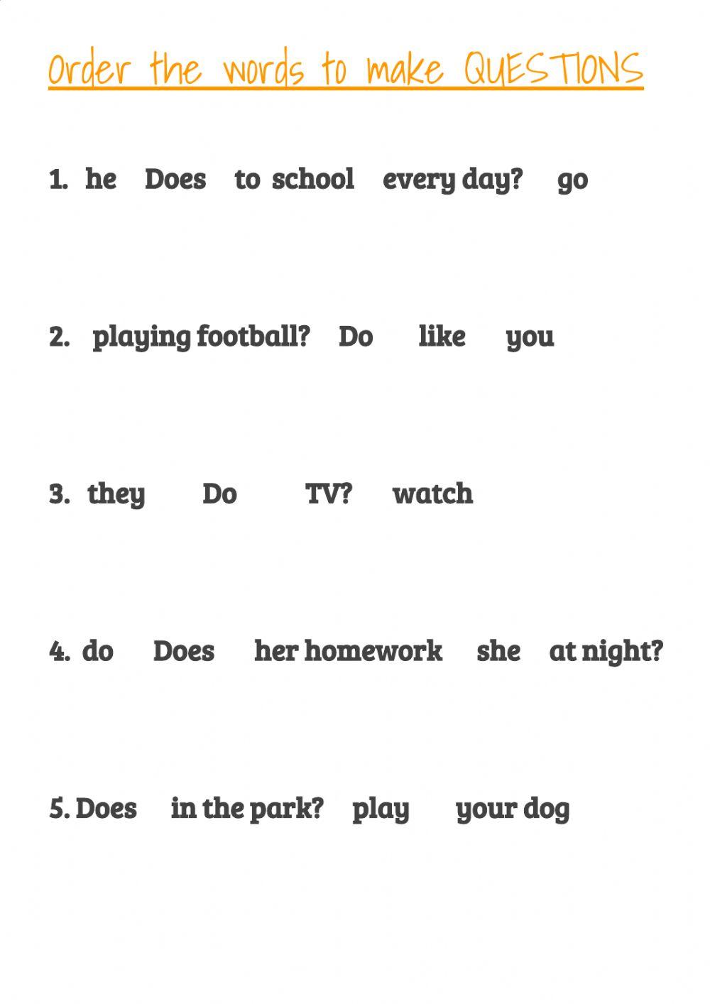 Questions - DO AND DOES