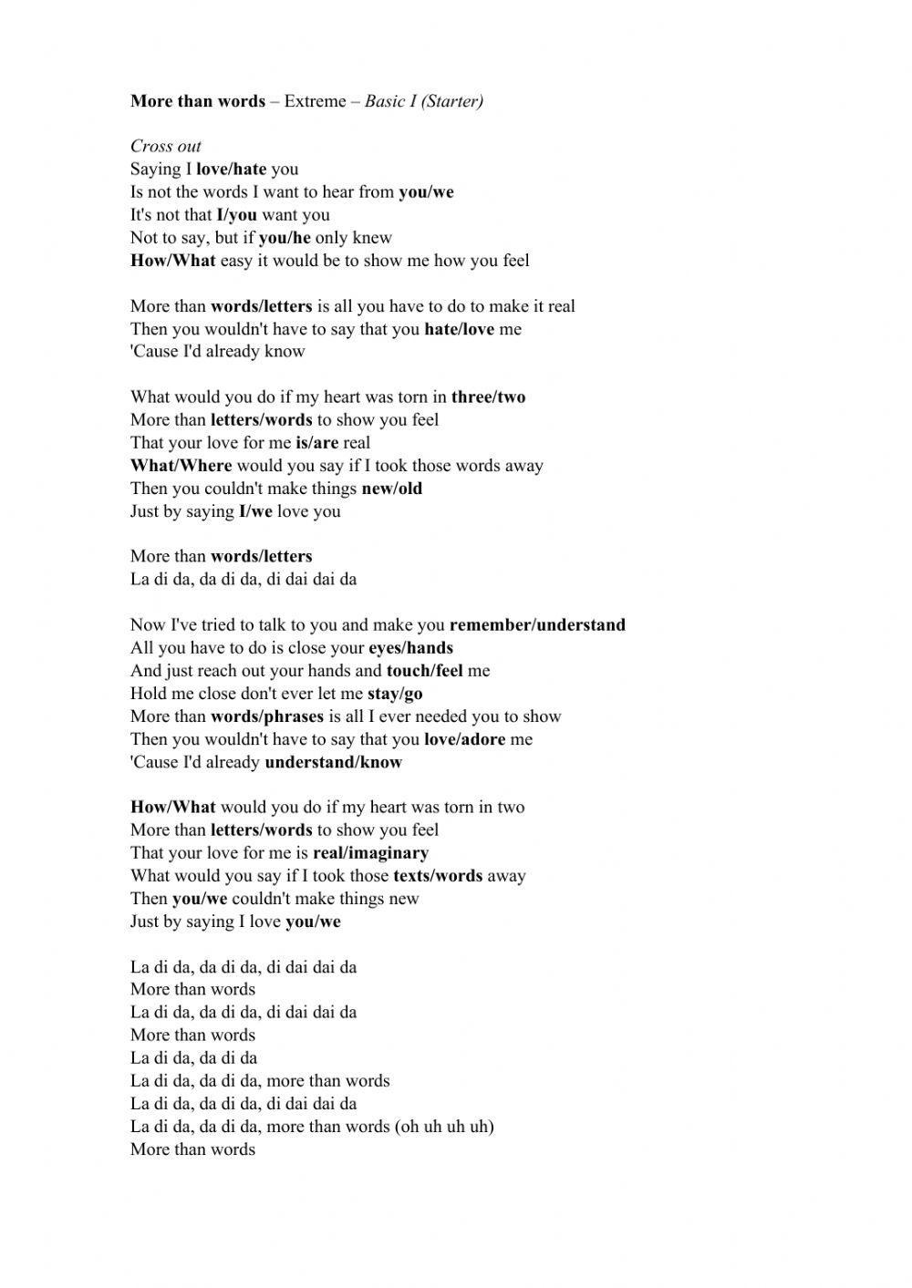 Song: More than words