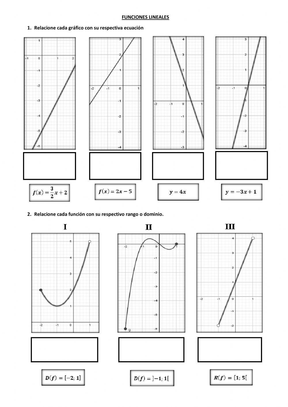 Funciones lineales - dominio y rango