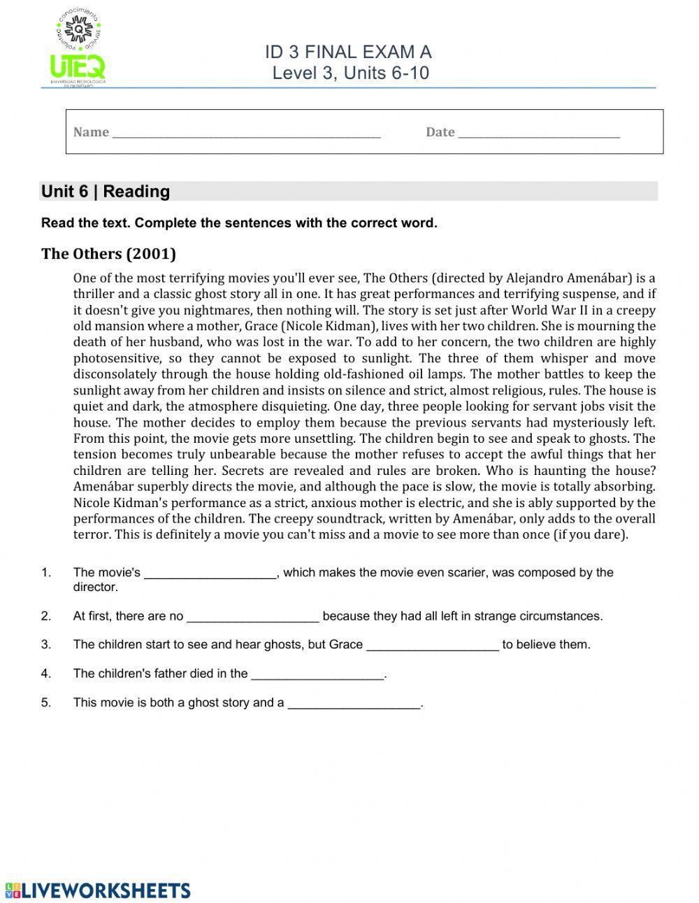 ID 3 Final Exam UTEQ 