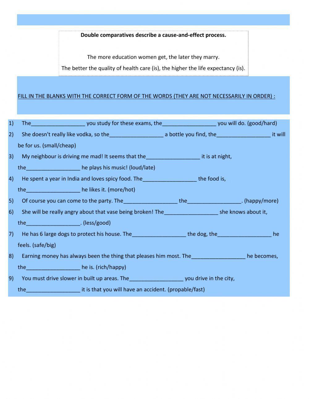 Repeated and double comparative