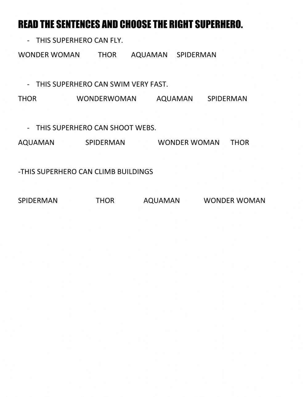 Abilities - superheroes